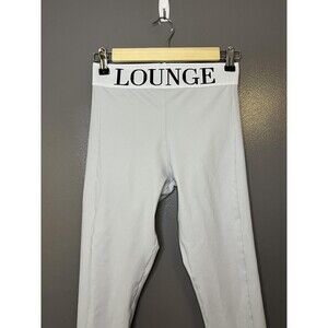 Lounge Leggings Womens Medium White Logo Waist Stretch Ankle Pants Gym Athletic